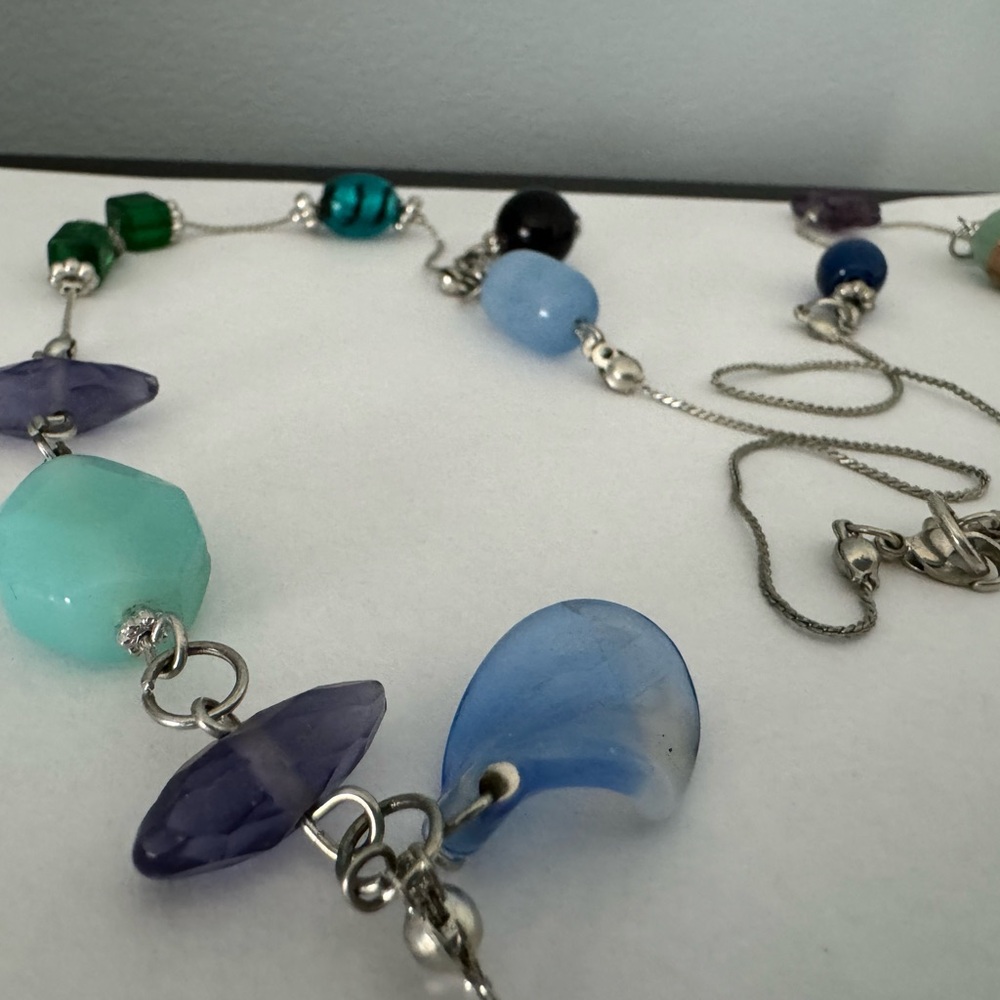 22" Lane Bryant glass bead silver tone necklace - Picture 7 of 11